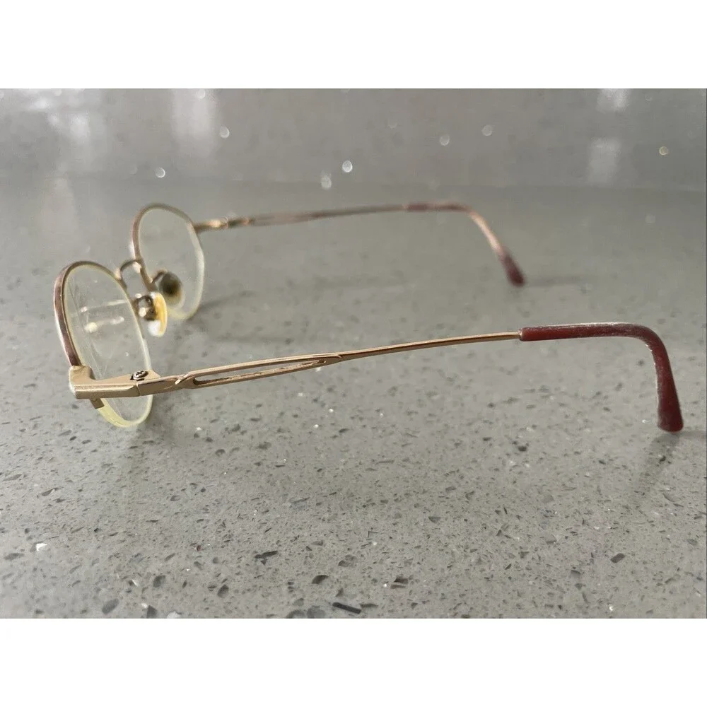Safilo Eyeglasses Frames ONLY Gold Metal Full Rim 52-19-135 Gold Italy Half Rim